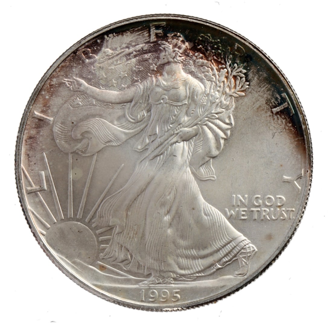 ONE 1 OZT .999 FINE SILVER EAGLE 1995 (1 of 2)