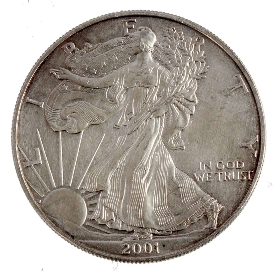 ONE 1 OZT .999 FINE SILVER EAGLE 2001: One silver eagle from 2001. This lot has a reserve.