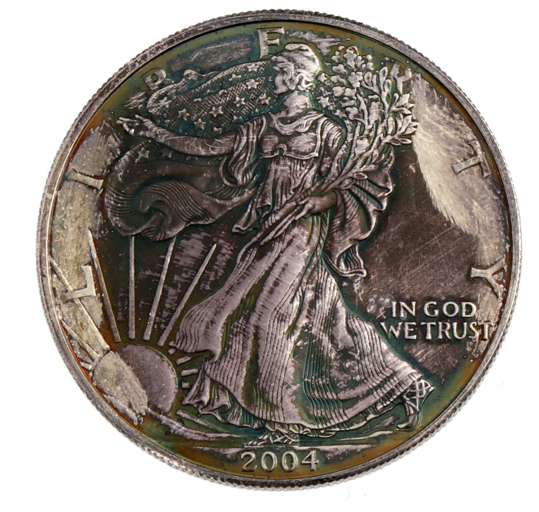 ONE 1 OZT .999 FINE SILVER EAGLE 2004 (1 of 2)