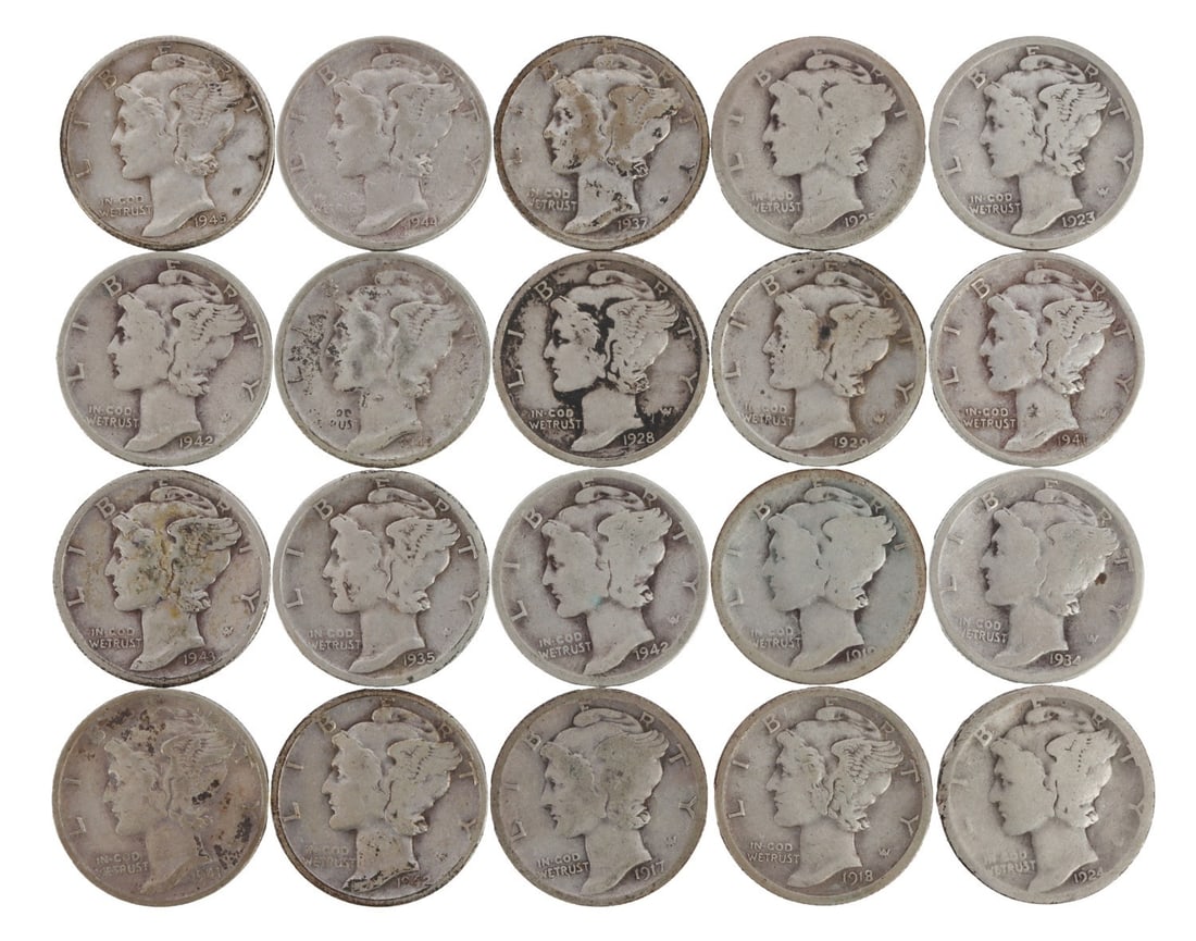 $2 FACE VALUE OF PRE-1964 MERCURY DIMES SILVER (1 of 2)