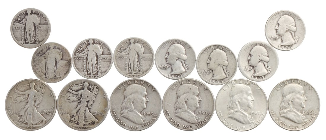 PRE-1964 US CONSTITUTIONAL SILVER $5 FACE VALUE (1 of 8)