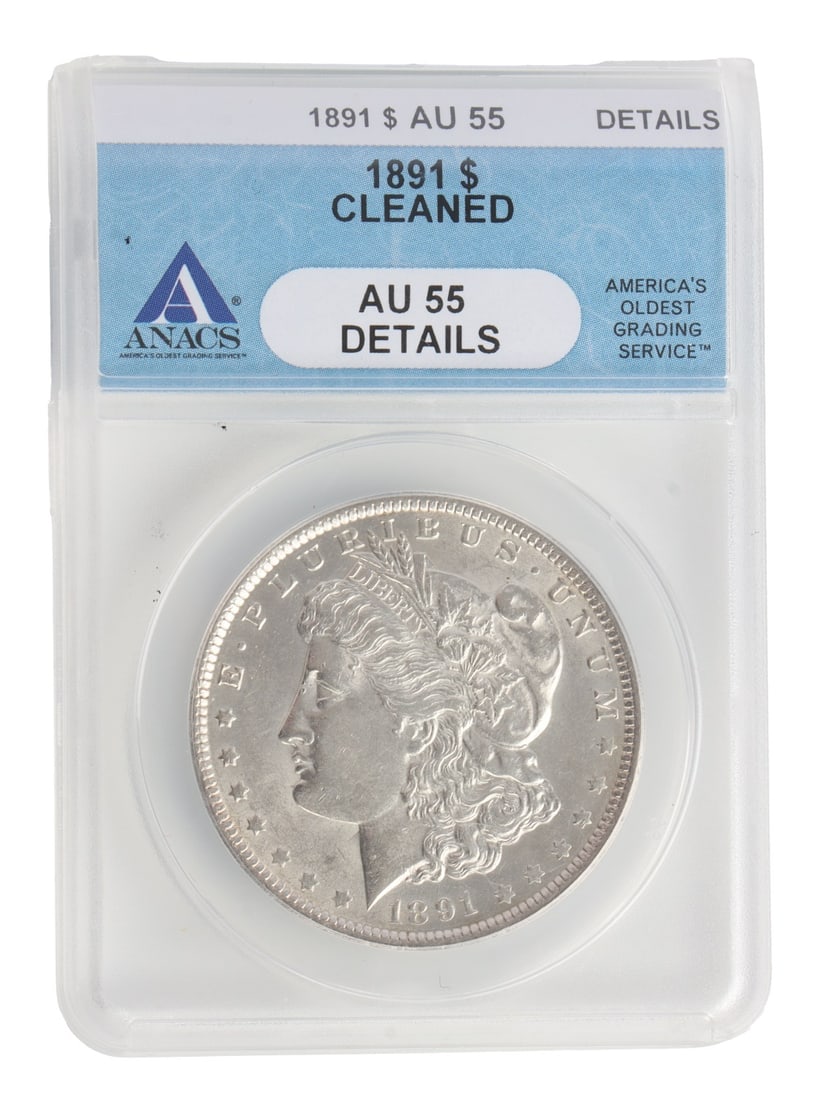 1891 MORGAN SILVER DOLLAR ANACS GRADE AU 55 (1 of 5)