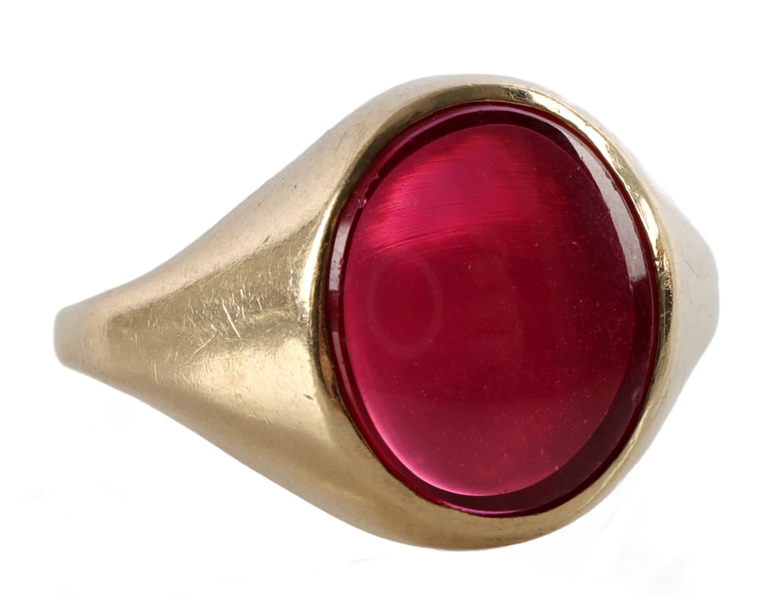 10KT YELLOW GOLD VINTAGE A&Z RUBY RING (1 of 7)