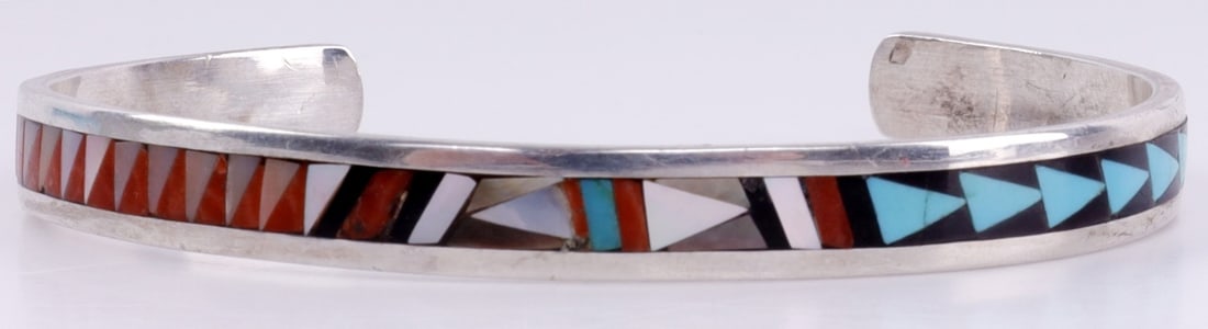 NATIVE AMERICAN ZUNI STERLING CUFF BY C.DISHTA (1 of 4)