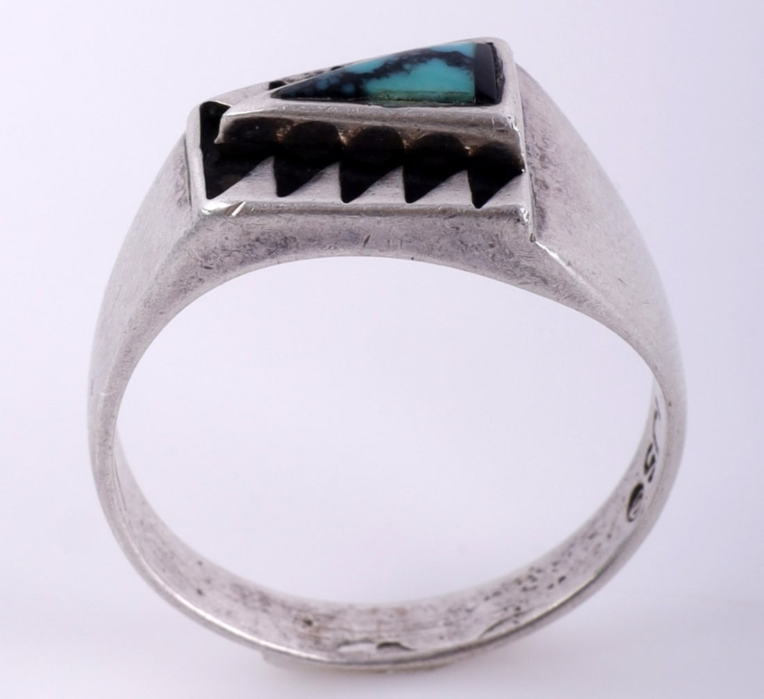 ZUNI STERLING SILVER TURQUOISE RING - 3