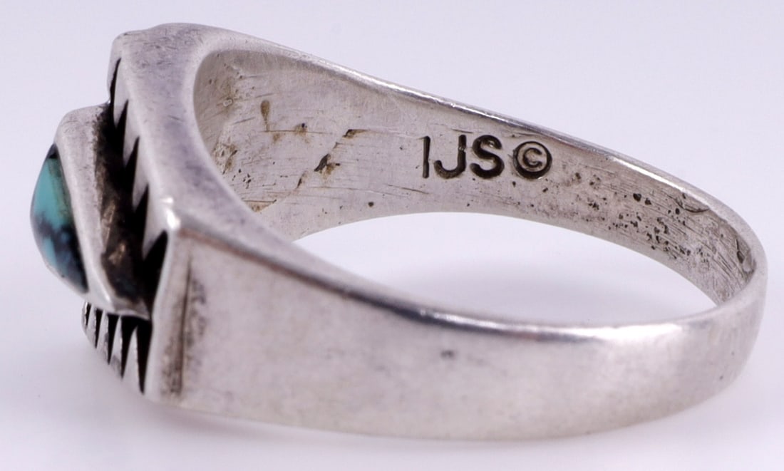 ZUNI STERLING SILVER TURQUOISE RING - 7