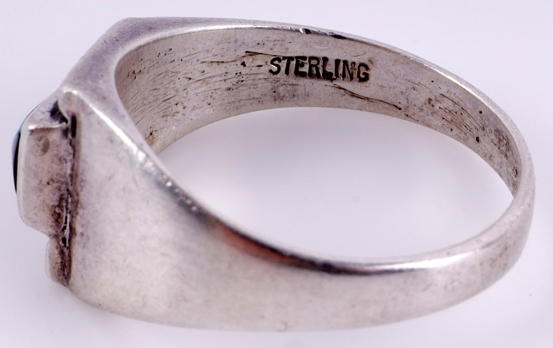 ZUNI STERLING SILVER TURQUOISE RING - 8