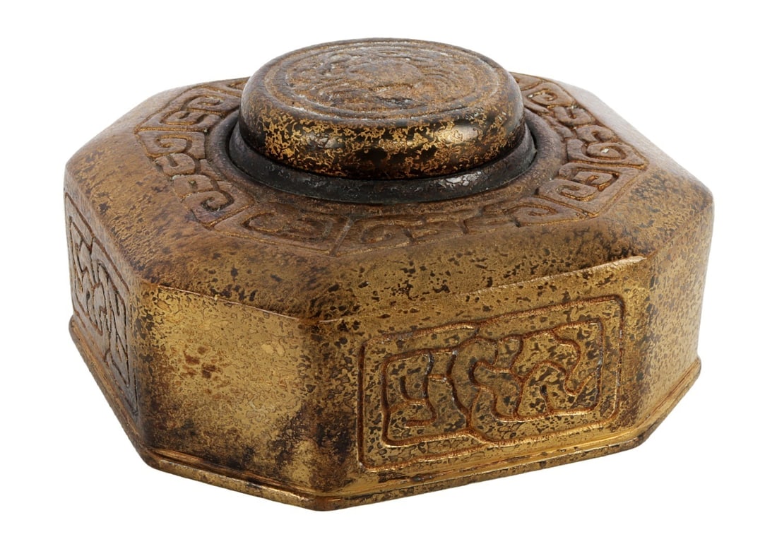 GILT BRONZE DORE TIFFANY STUDIOS INKWELL (1 of 8)