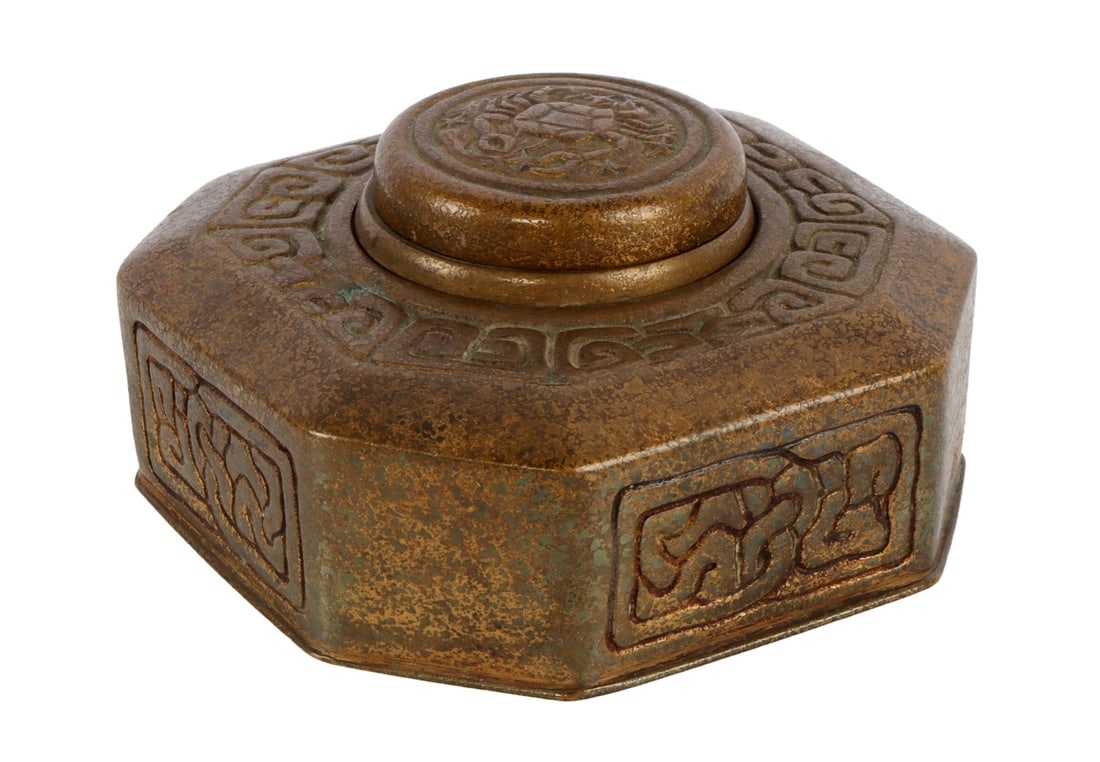 GILT BRONZE DORE TIFFANY STUDIOS INKWELL (1 of 7)