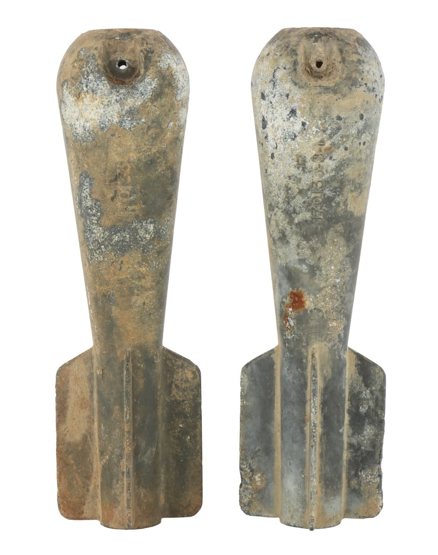 WWII US NAVY MINIATURE PRACTICE BOMB LOT OF 2: Inert ordnance. US Navy miniature practice bombs. Length 8.25 inches. Approx. diameter 2.25 inches. Both marked with "US" anchor over "170133-B-1."