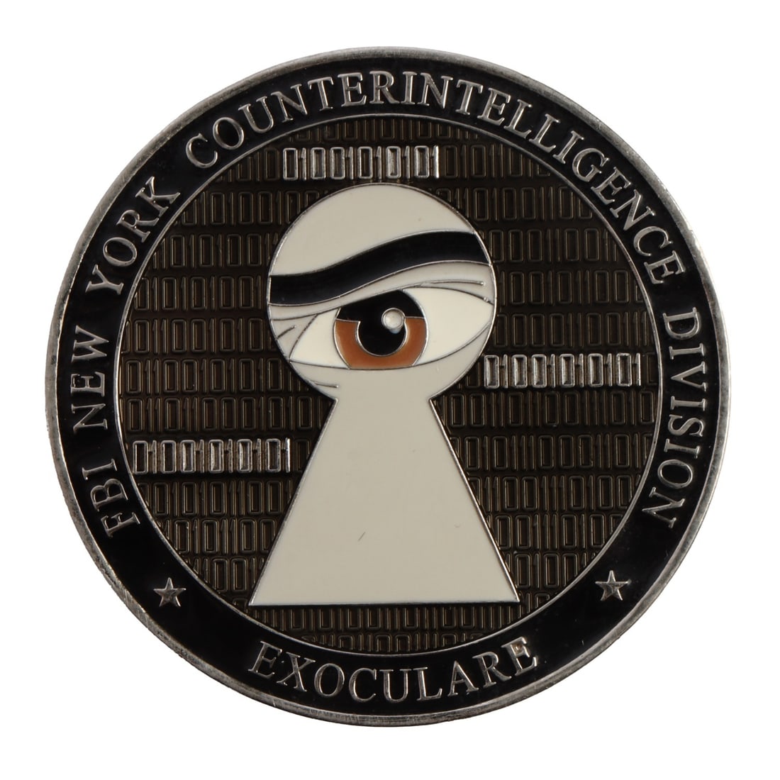 CHALLENGE COIN FOR FBI COUNTER INTELLIGENCE NY: A challenge coin for the FBI Counter Intelligence Division in New York. Reads "Exoculare."