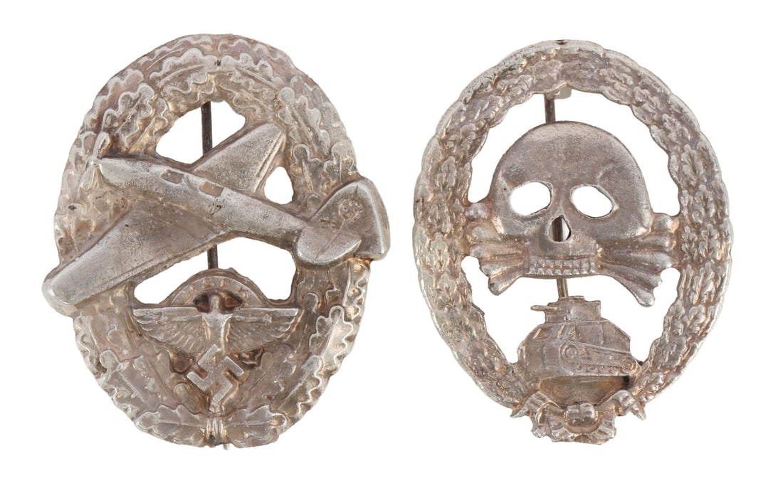 WWII GERMAN THIRD REICH BADGES LOT OF 2: Three badges of the German Third Reich. 1) NSFK. 2) Condor Legion tanker.