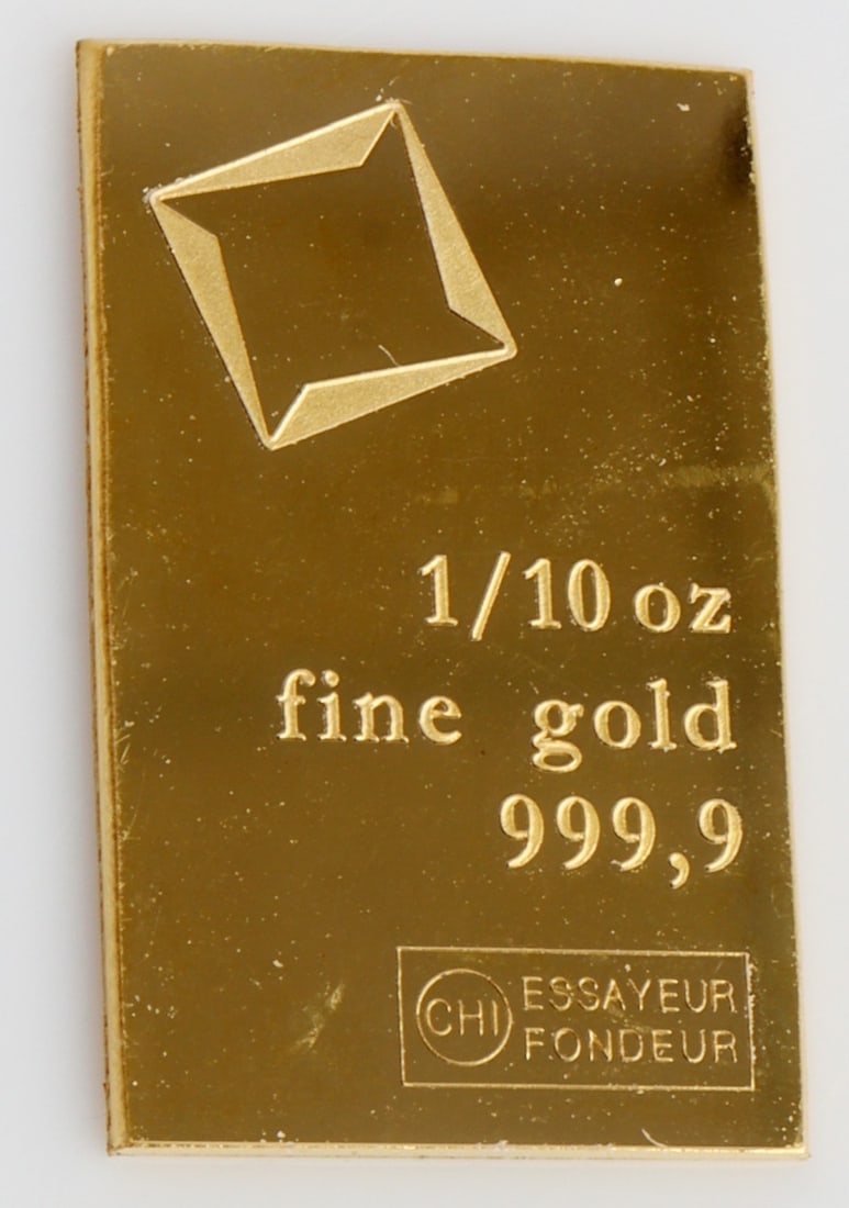 1/10 TROY OUNCE VALCAMBI SUISSE GOLD BAR: Guaranteed. This lot has a reserve.