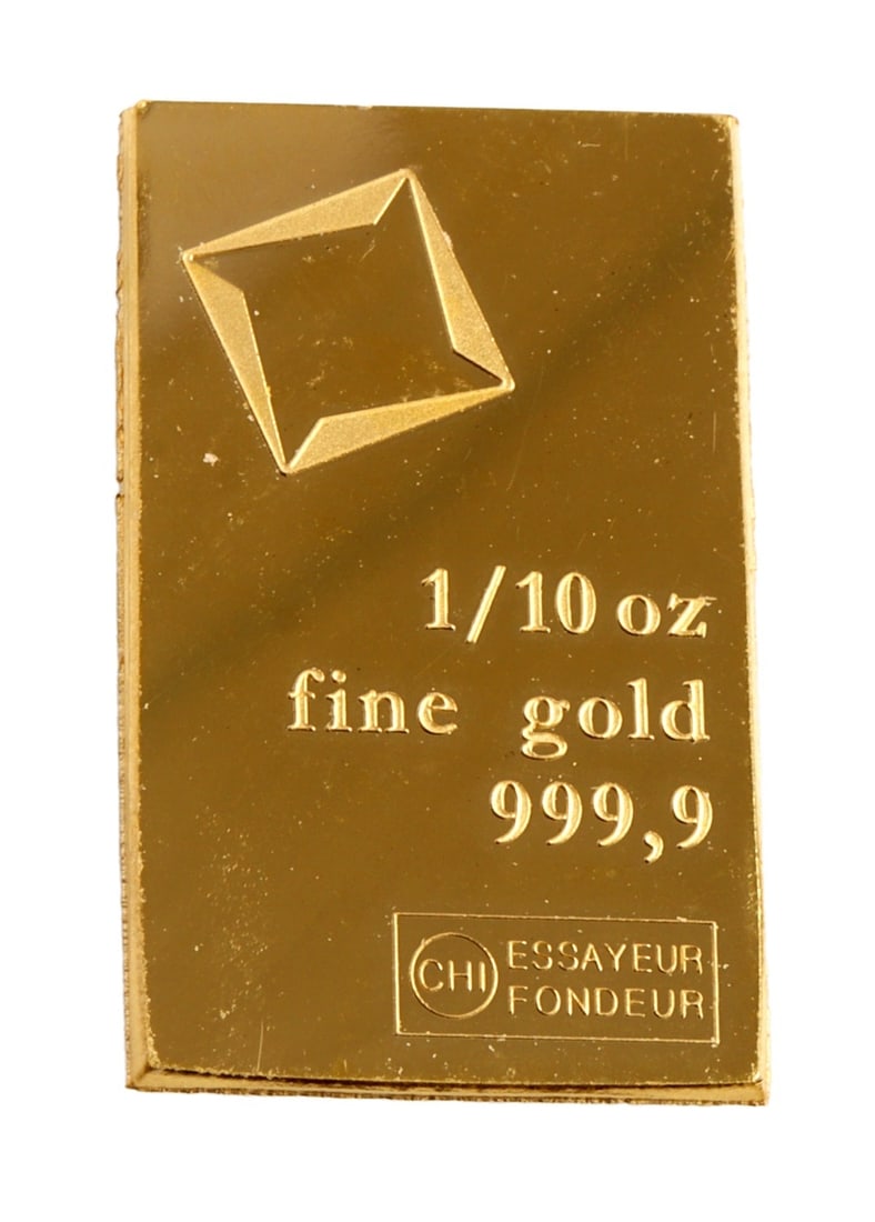 1/10 TROY OUNCE VALCAMBI SUISSE GOLD BAR: Guaranteed. This lot has a reserve.