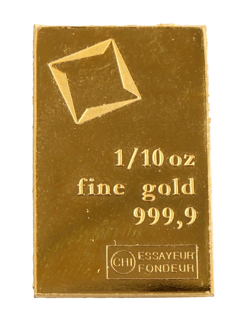 1/10 TROY OUNCE VALCAMBI SUISSE GOLD BAR: Guaranteed. This lot has a reserve.