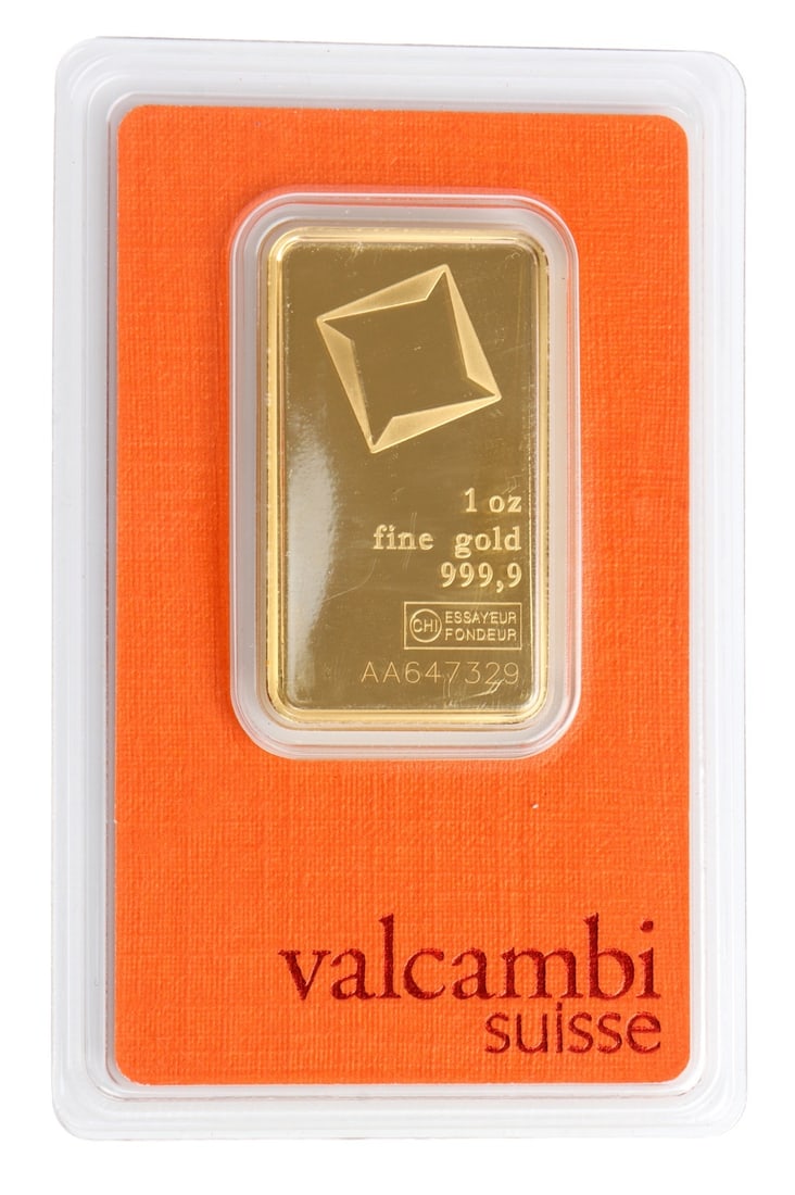 1 TROY OUNCE VALCAMBI SUISSE GOLD BAR: Guaranteed. This lot has a reserve.