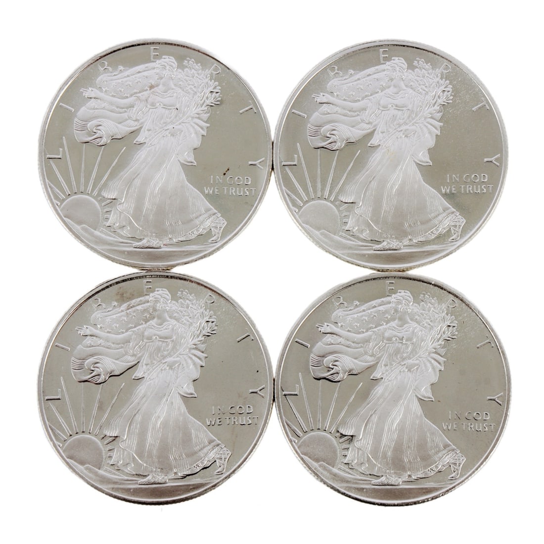 4 HALF OUNCE .999 SILVER EAGLE ROUNDS: Fine silver. This lot has a reserve.