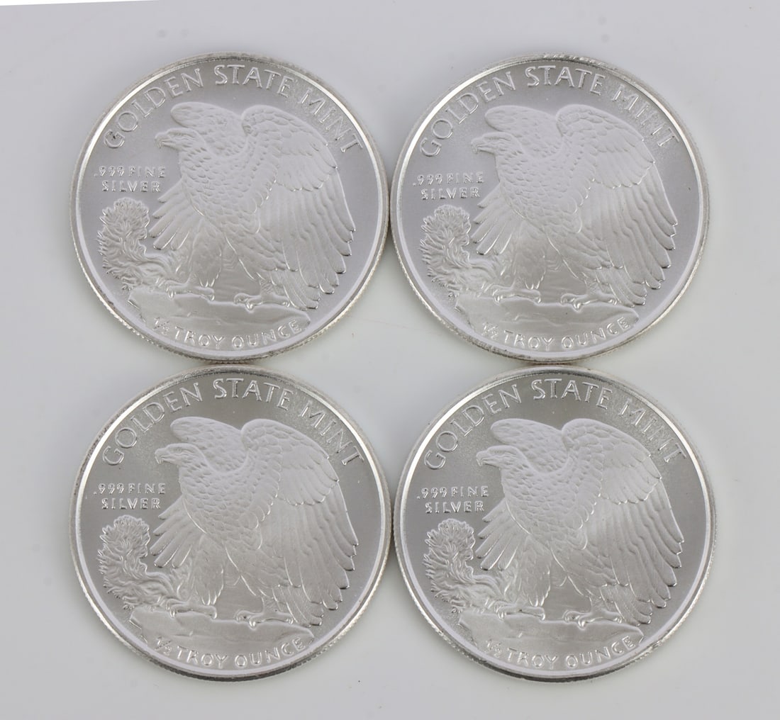 4 HALF OUNCE .999 SILVER EAGLE ROUNDS - 2