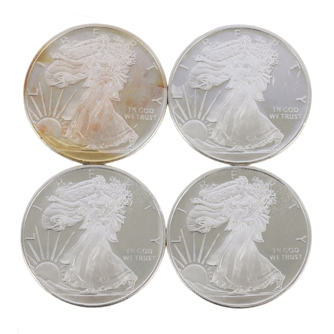 4 HALF OUNCE .999 SILVER EAGLE ROUNDS: Fine silver. This lot has a reserve.