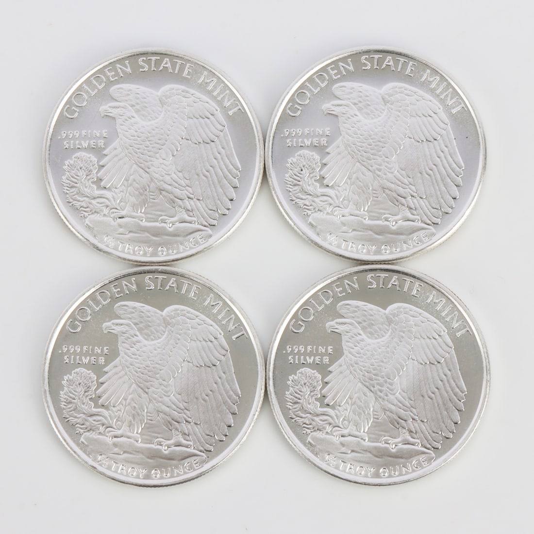 4 HALF OUNCE .999 SILVER EAGLE ROUNDS - 2