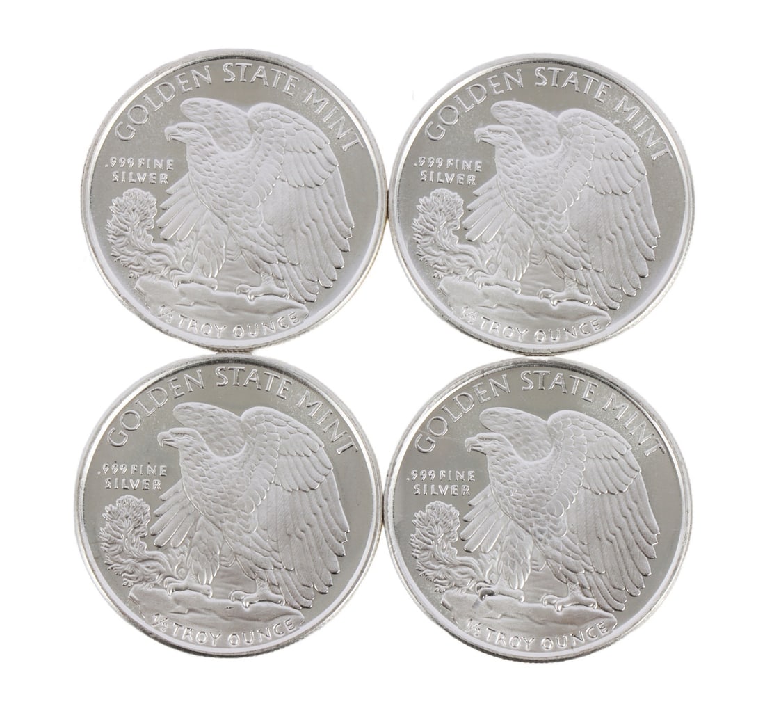 4 HALF OUNCE .999 SILVER EAGLE ROUNDS - 2