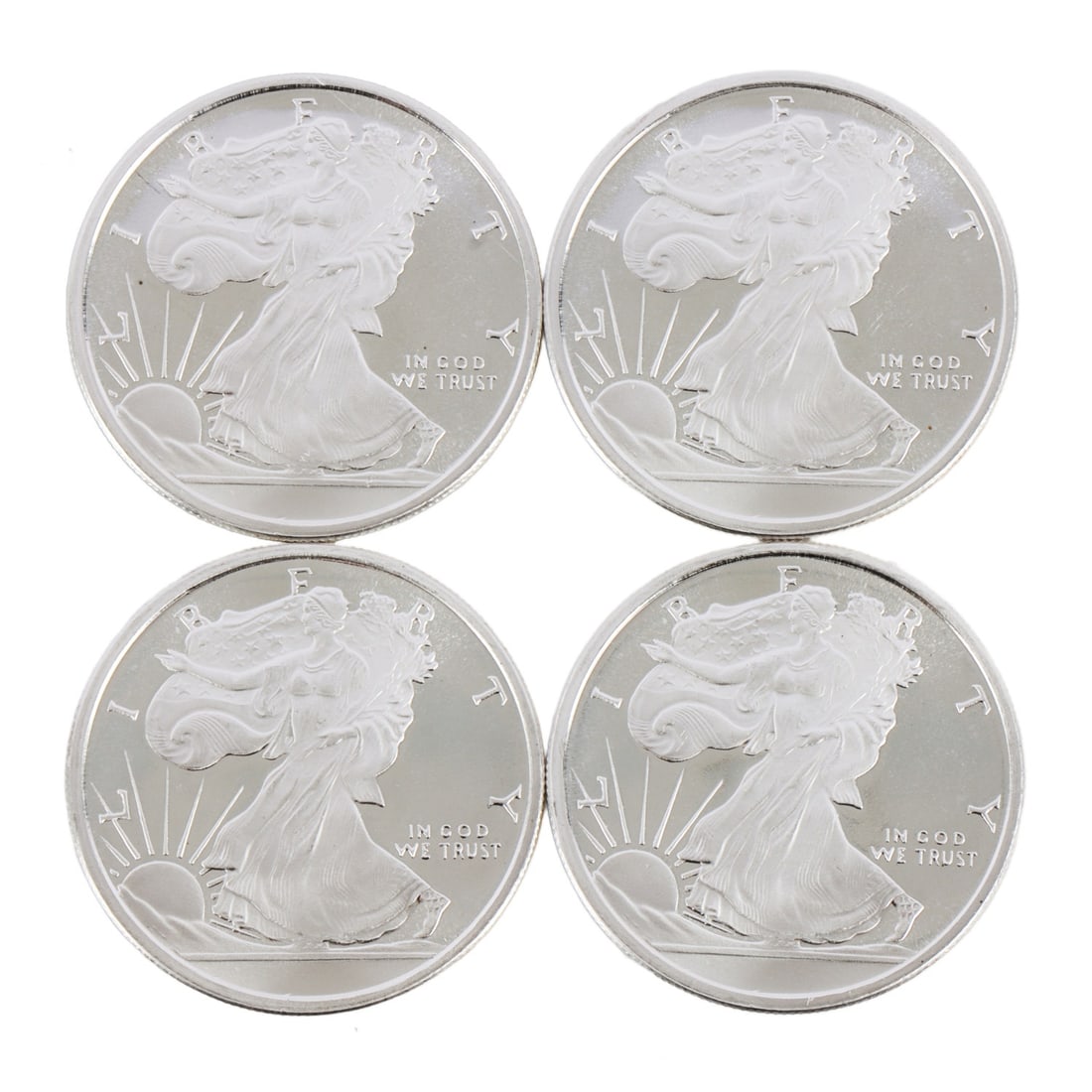 4 HALF OUNCE .999 SILVER EAGLE ROUNDS: Fine silver. This lot has a reserve.