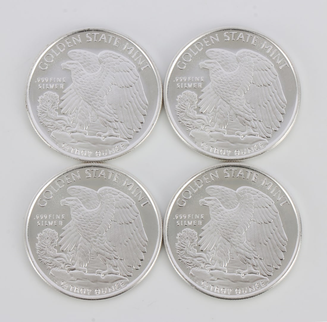 4 HALF OUNCE .999 SILVER EAGLE ROUNDS - 2
