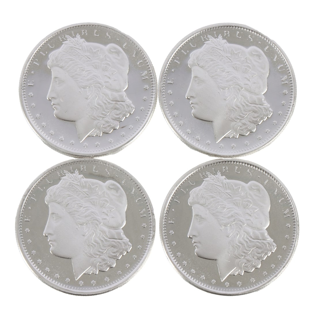 4 HALF OUNCE .999 SILVER MORGAN ROUNDS: Fine silver. This lot has a reserve.