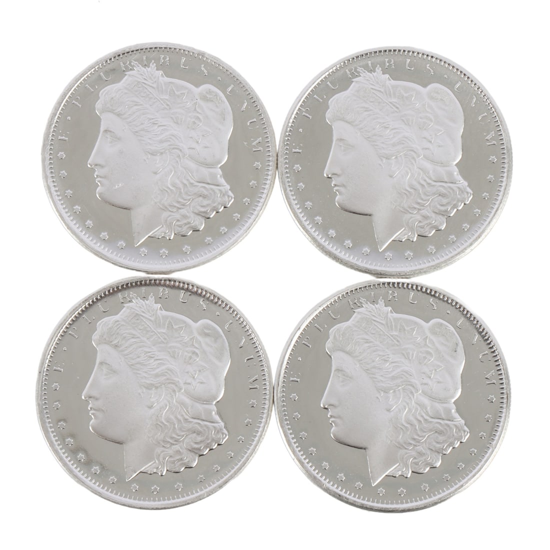 4 HALF OUNCE .999 SILVER MORGAN ROUNDS: Fine silver. This lot has a reserve.