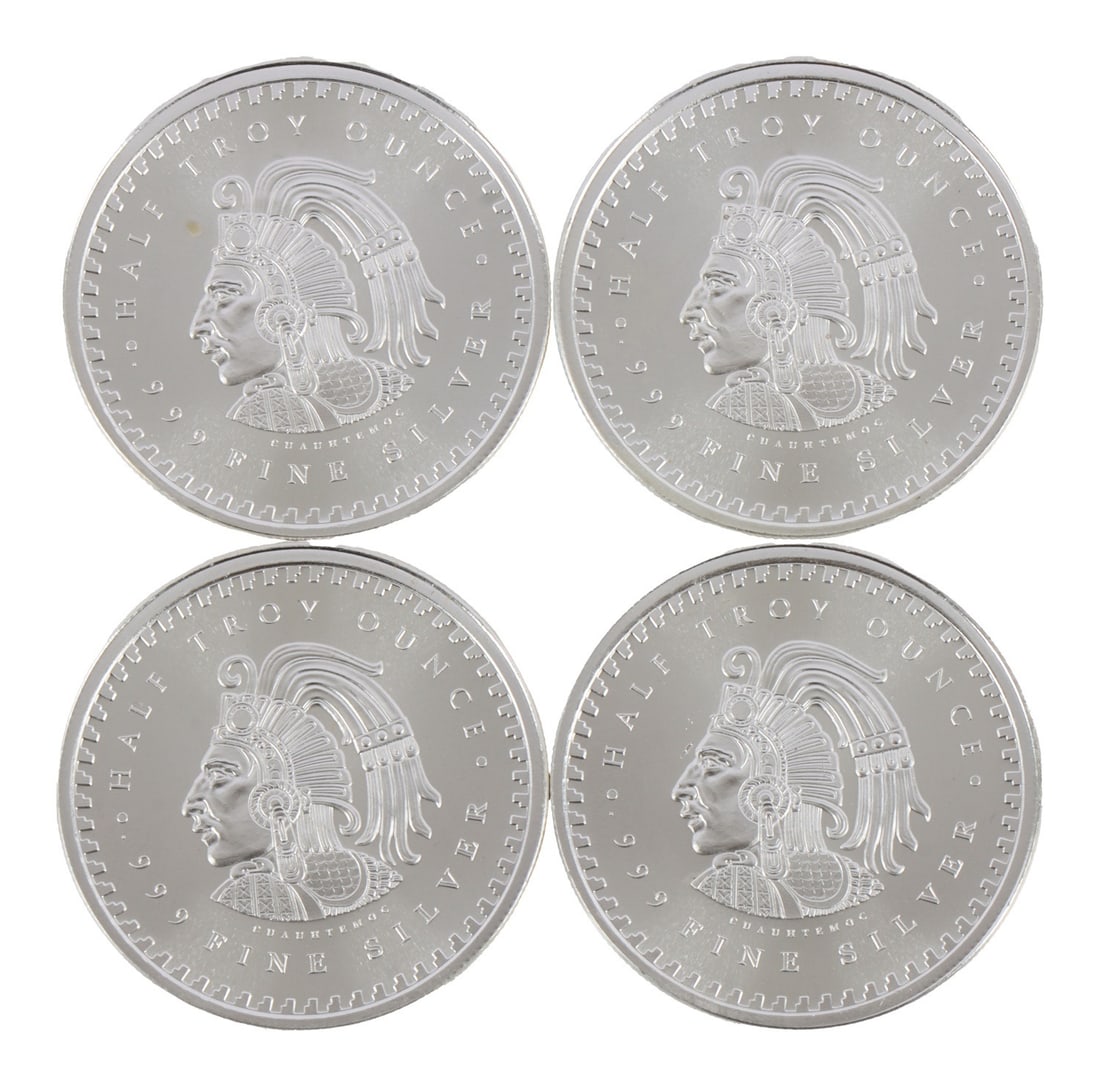 4 HALF TROY OUNCE .999 SILVER AZTEC ROUNDS (1 of 2)