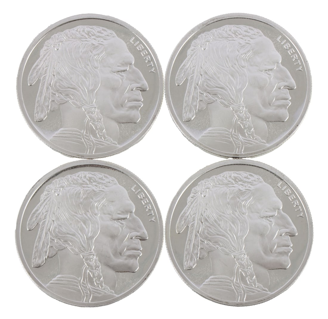 4 HALF TROY OUNCE .999 SILVER BUFFALO ROUND: Fine silver. This lot has a reserve.