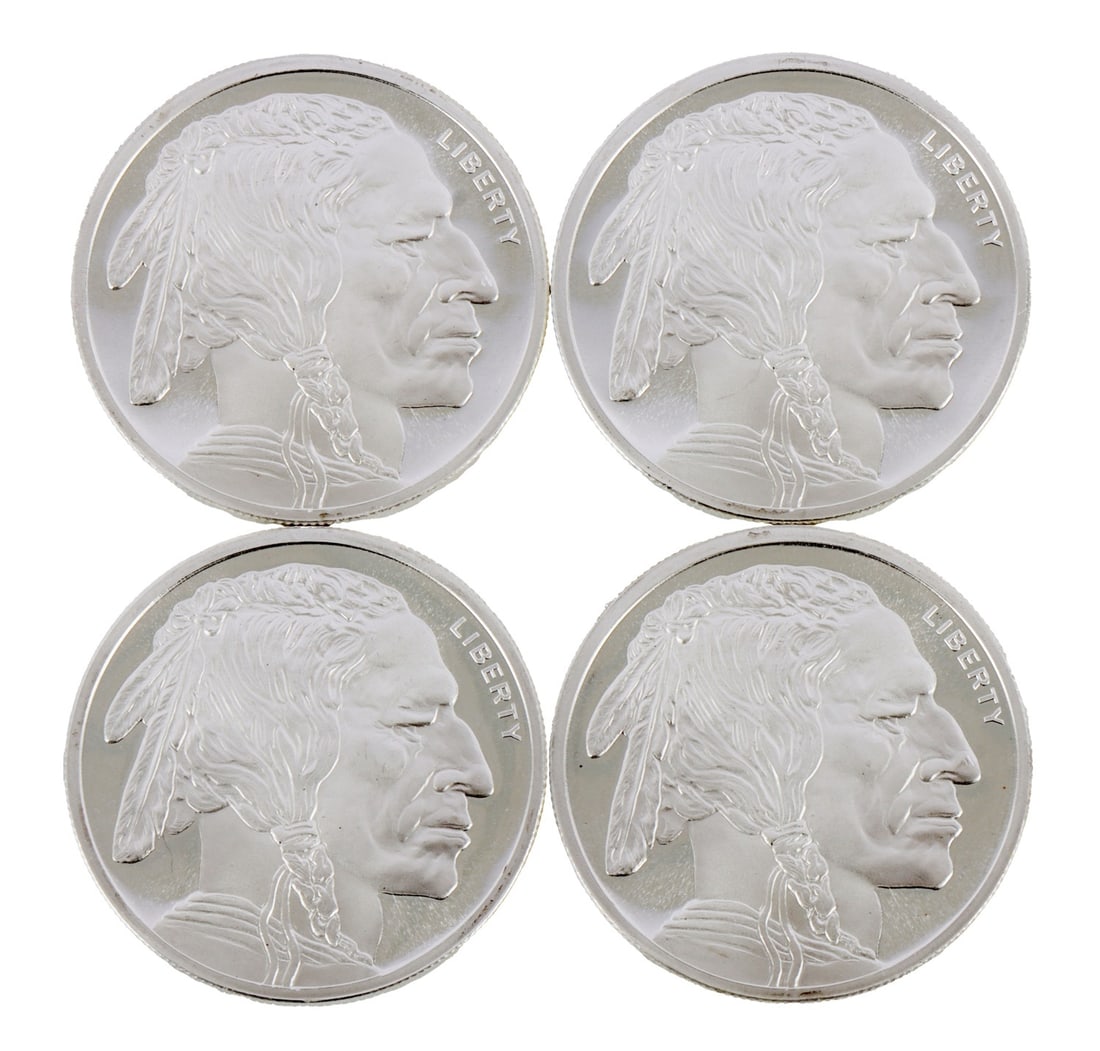 4 HALF TROY OUNCE .999 SILVER BUFFALO ROUND: Fine silver. This lot has a reserve.