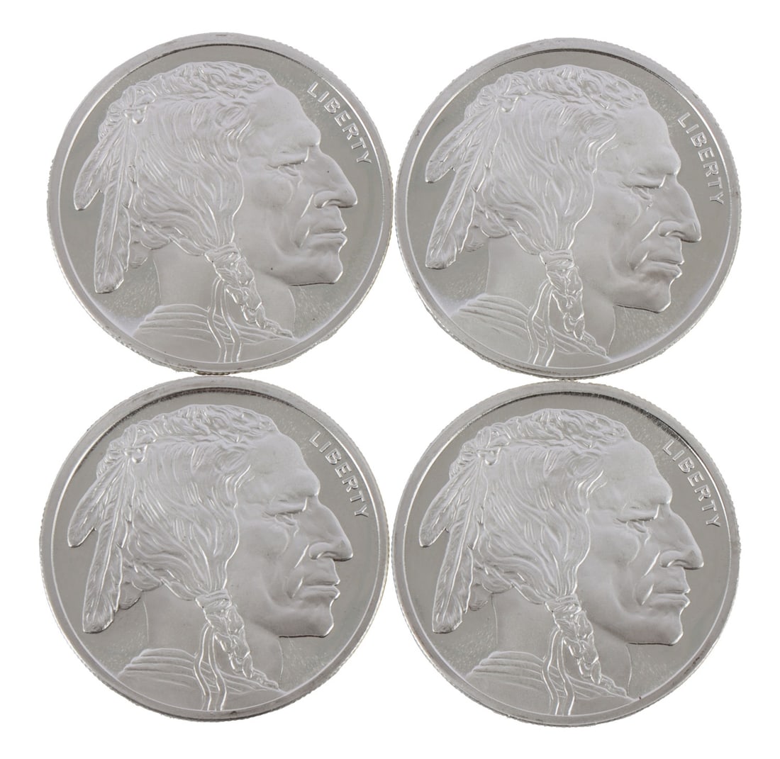 4 HALF TROY OUNCE .999 SILVER BUFFALO ROUND: Fine silver. This lot has a reserve.