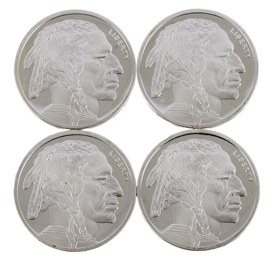 4 HALF TROY OUNCE .999 SILVER BUFFALO ROUND: Fine silver. This lot has a reserve.