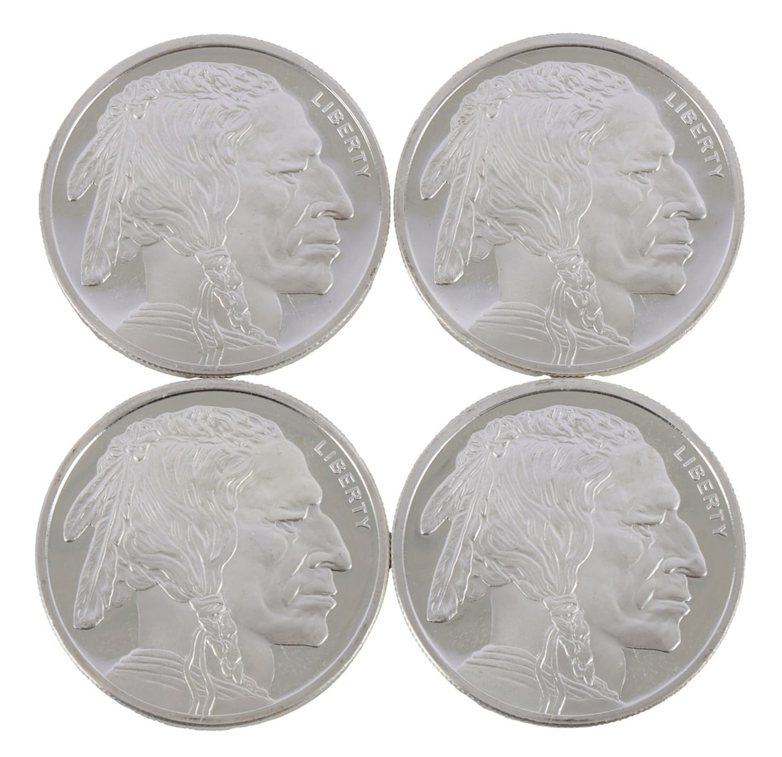 4 HALF TROY OUNCE .999 SILVER BUFFALO ROUND: Fine silver. This lot has a reserve.