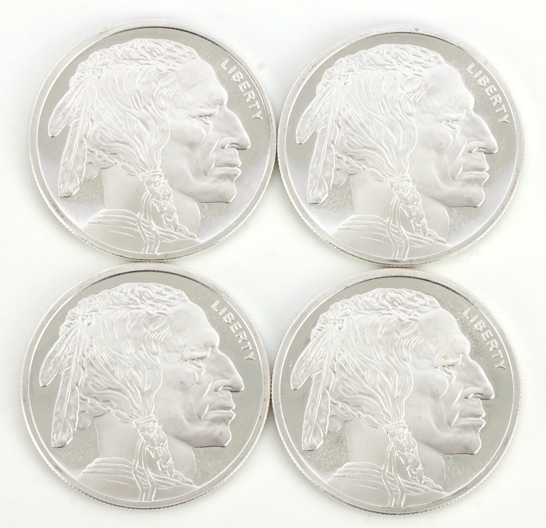 4 HALF TROY OUNCE .999 SILVER BUFFALO ROUND: Fine silver. This lot has a reserve.