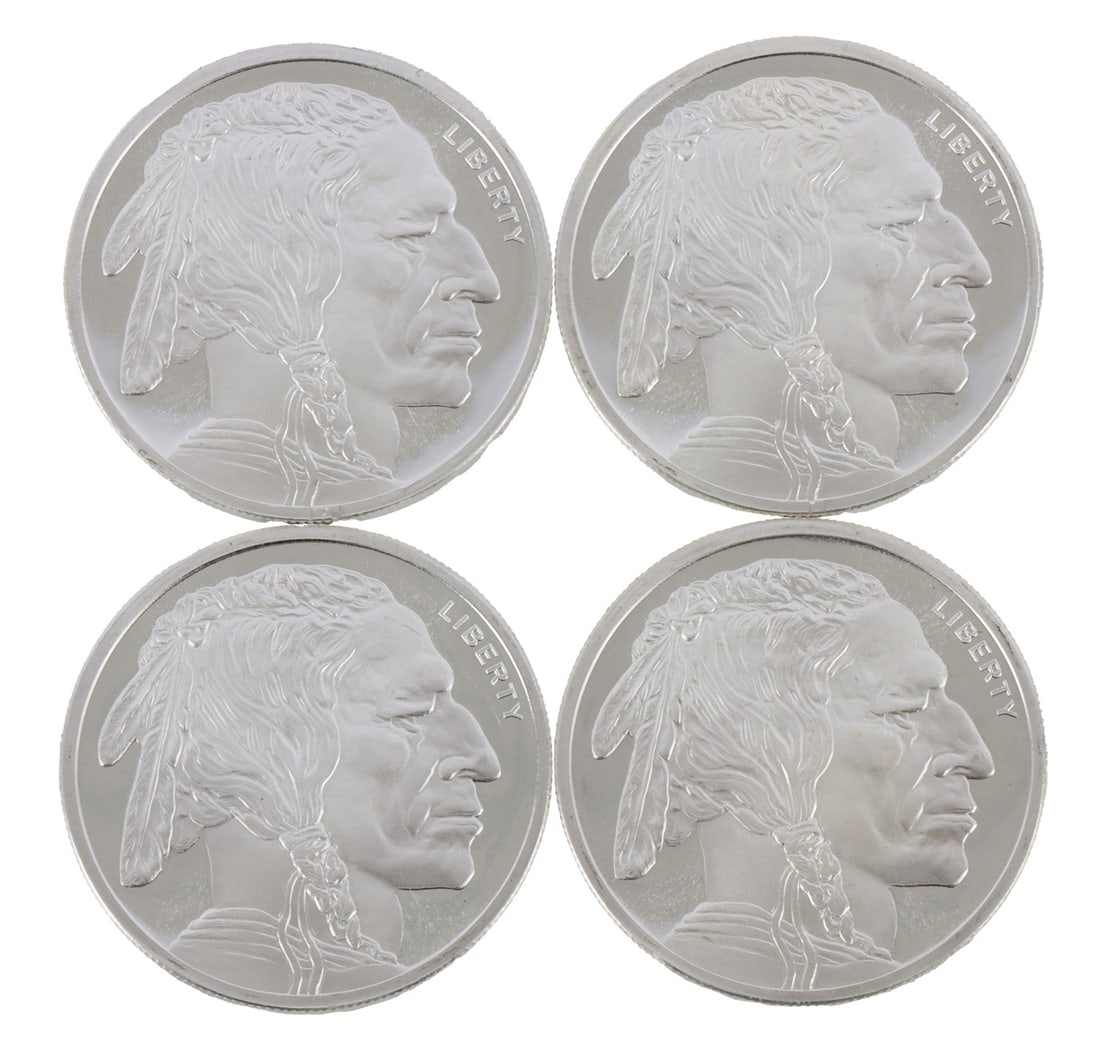 4 HALF TROY OUNCE .999 SILVER BUFFALO ROUND: Fine silver. This lot has a reserve.