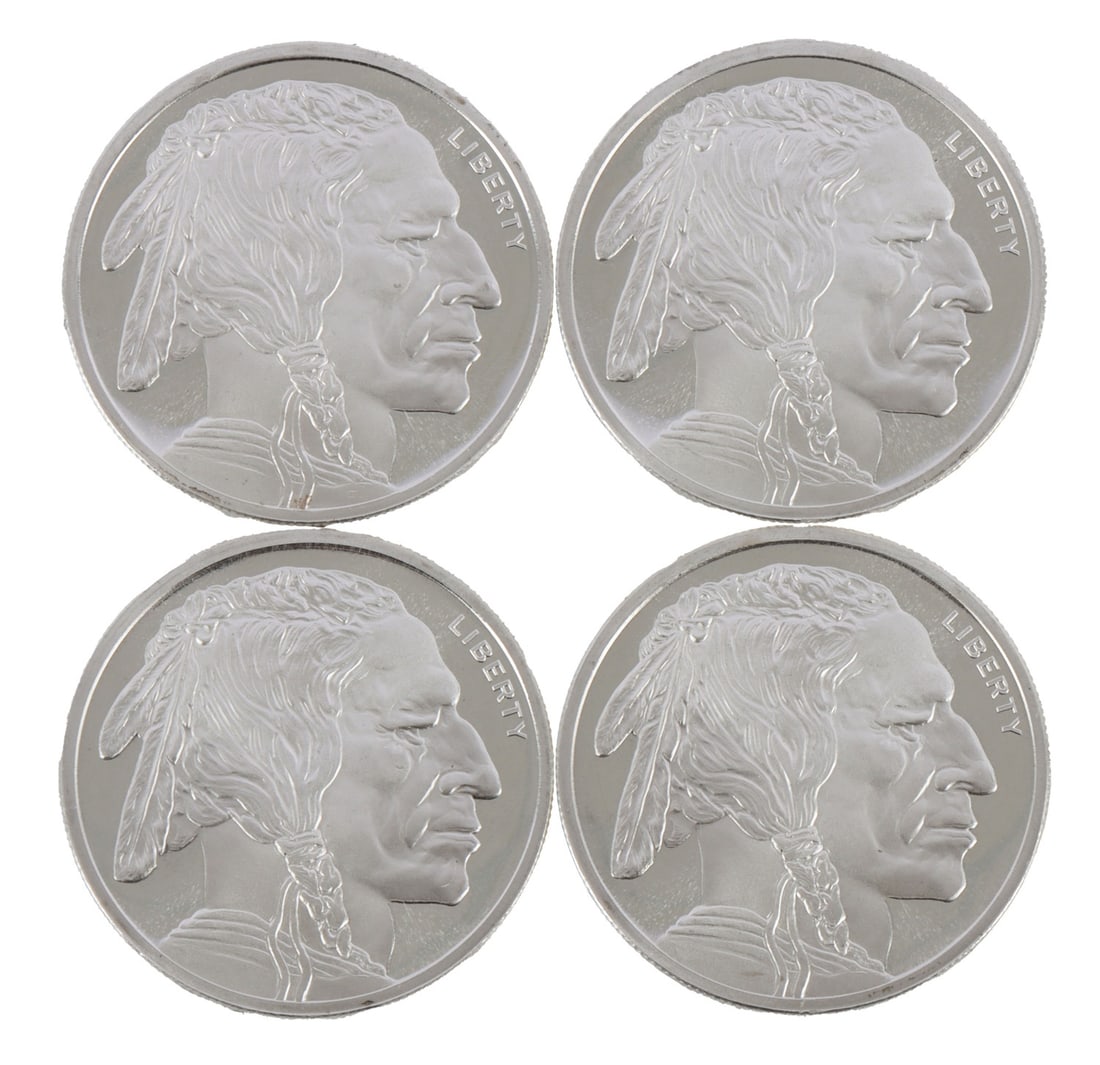 4 HALF TROY OUNCE .999 SILVER BUFFALO ROUND: Fine silver. This lot has a reserve.