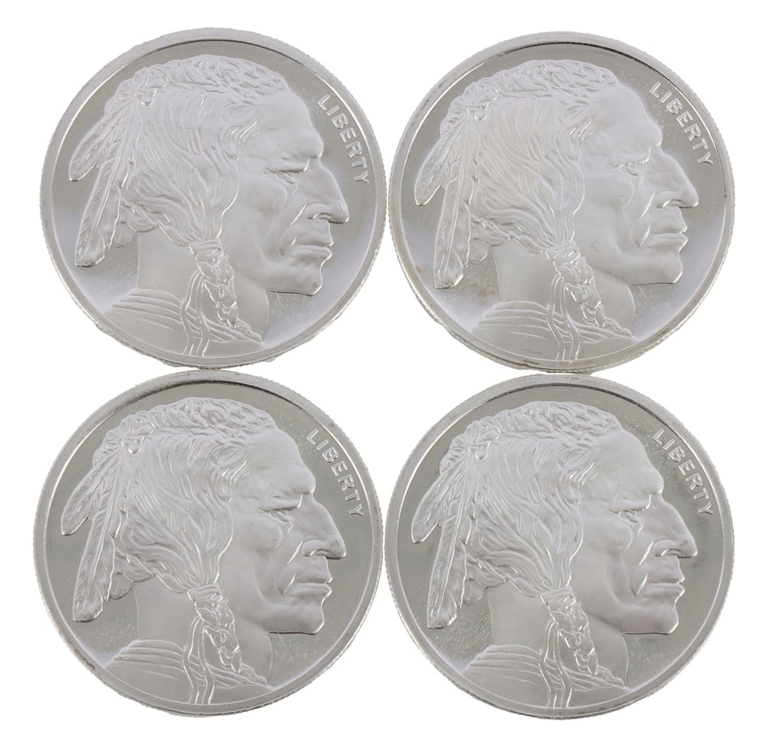 4 HALF TROY OUNCE .999 SILVER BUFFALO ROUND: Fine silver. This lot has a reserve.