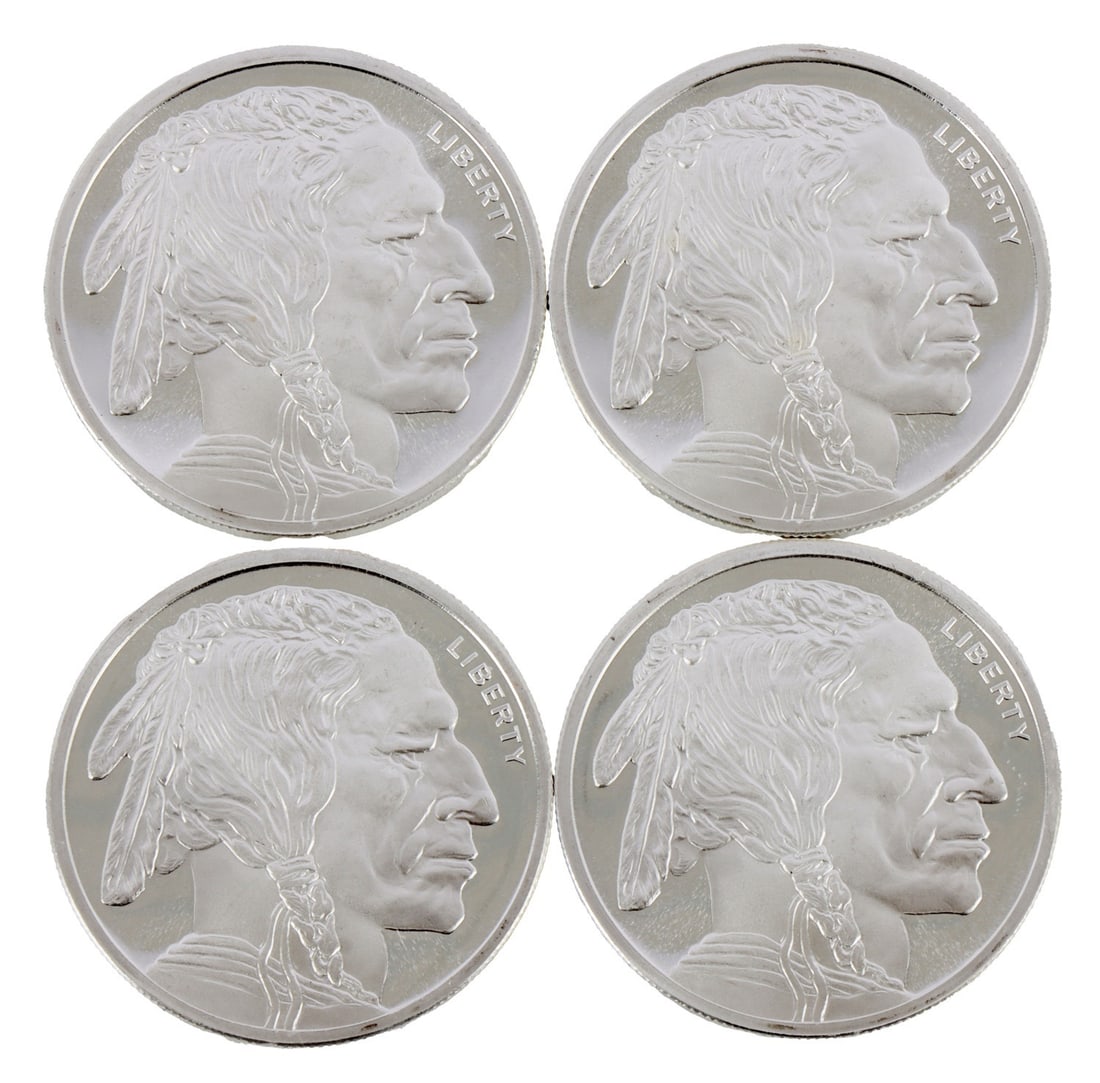 4 HALF TROY OUNCE .999 SILVER BUFFALO ROUND: Fine silver. This lot has a reserve.