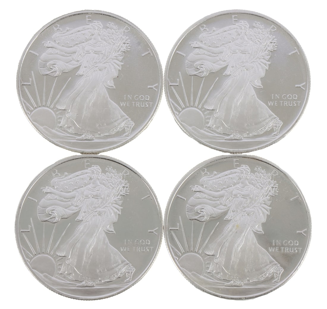 4 HALF TROY OUNCE .999 SILVER EAGLE ROUNDS: Fine silver. This lot has a reserve.