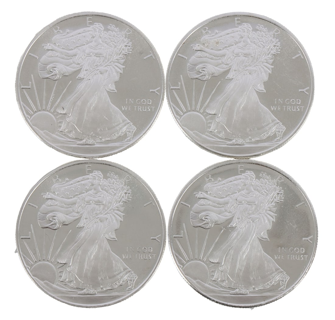 4 HALF TROY OUNCE .999 SILVER EAGLE ROUNDS: Fine silver. This lot has a reserve.