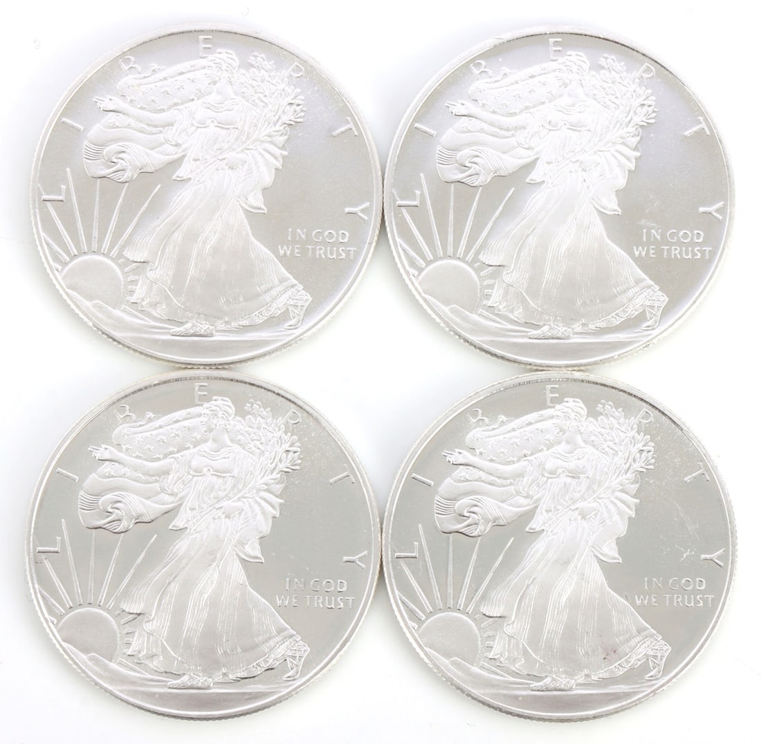 4 HALF TROY OUNCE .999 SILVER EAGLE ROUNDS: Fine silver. This lot has a reserve.