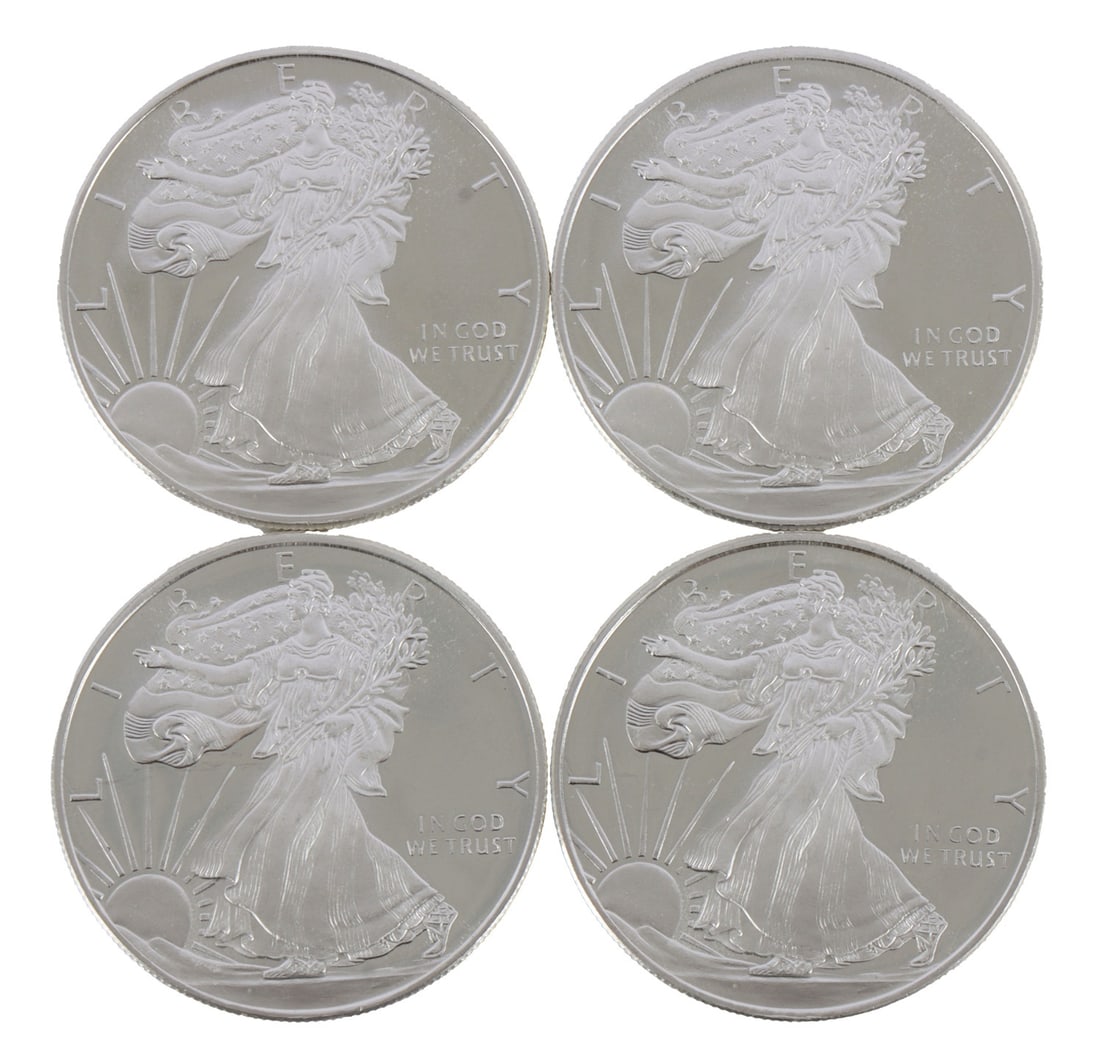 4 HALF TROY OUNCE .999 SILVER EAGLE ROUNDS: Fine silver. This lot has a reserve.