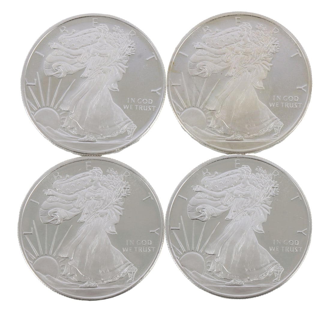 4 HALF TROY OUNCE .999 SILVER EAGLE ROUNDS: Fine silver. This lot has a reserve.