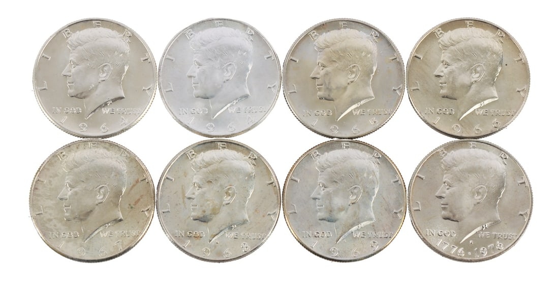 SILVER KENNEDY HALF DOLLAR COIN LOT OF 8 (1 of 6)