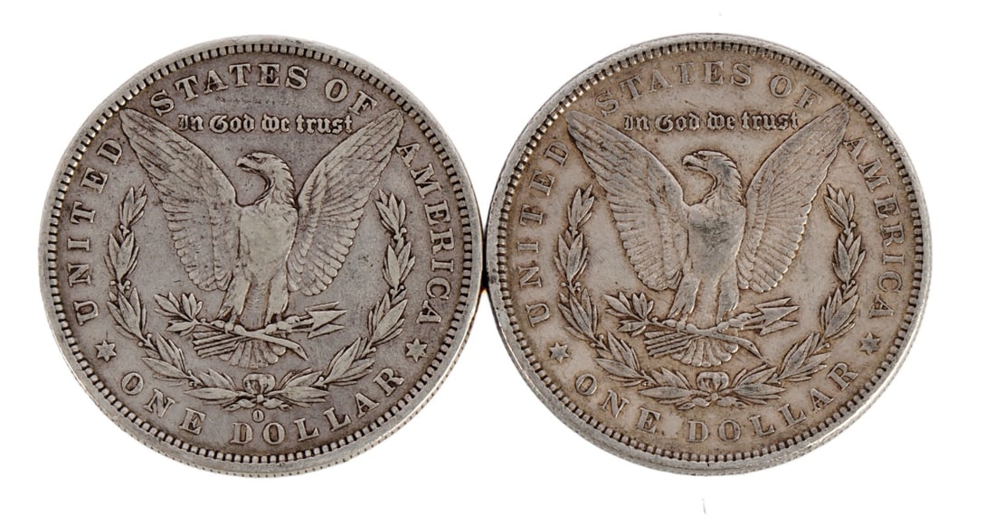 TWO MORGAN DOLLARS .900 SILVER - 2