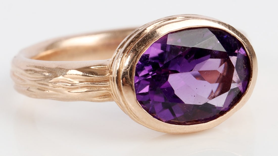 14KT ROSE GOLD OVAL CUT AMETHYST RING (1 of 7)