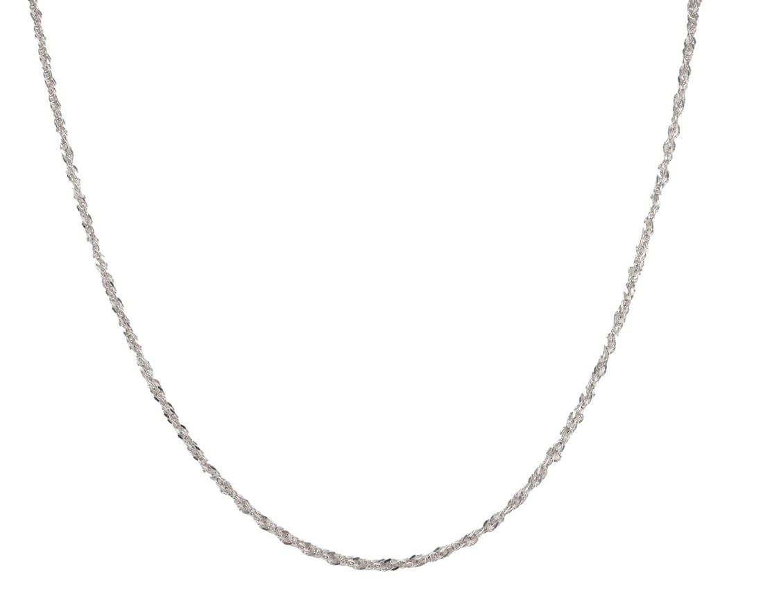 14KT WHITE GOLD ROPE CHAIN NECKLACE 585: A 14KT white gold rope chain. 21 inches. 2.78 grams. This lot has a reserve.