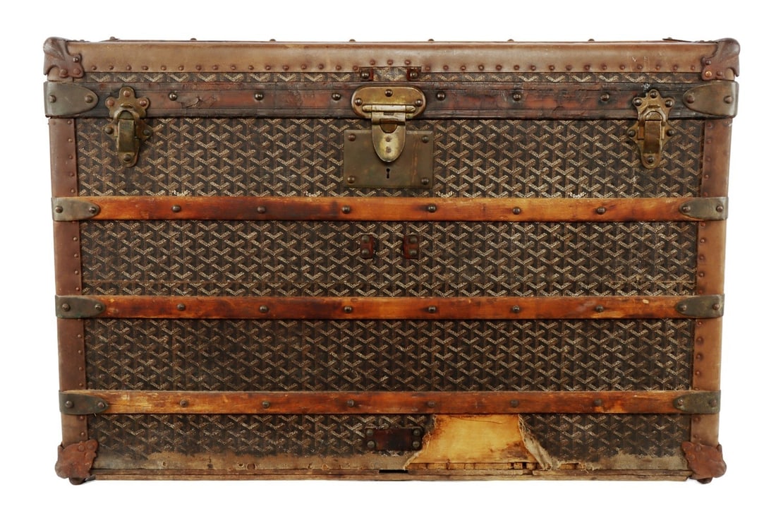 ORIGINAL GOYARD LEATHER STEAMER TRUNK (1 of 20)